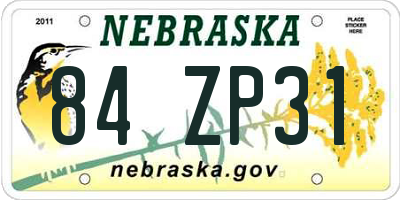 NE license plate 84ZP31