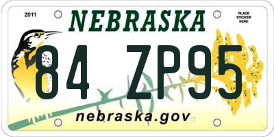 NE license plate 84ZP95