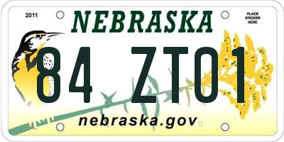 NE license plate 84ZT01