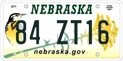 NE license plate 84ZT16