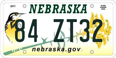 NE license plate 84ZT32