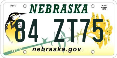 NE license plate 84ZT75