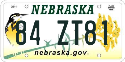 NE license plate 84ZT81