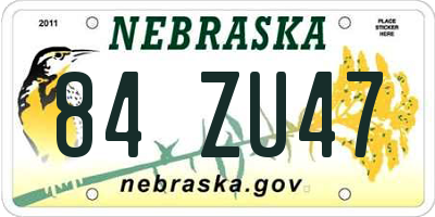 NE license plate 84ZU47