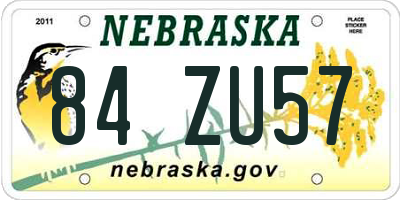 NE license plate 84ZU57