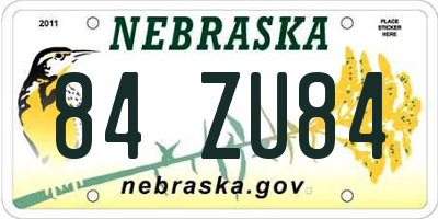 NE license plate 84ZU84