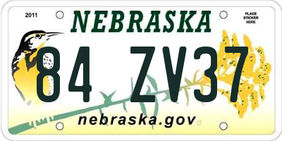 NE license plate 84ZV37