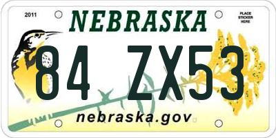 NE license plate 84ZX53