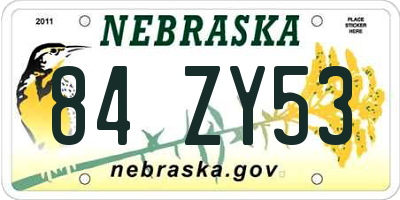 NE license plate 84ZY53