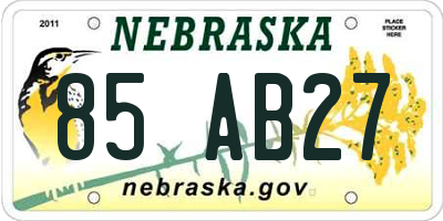 NE license plate 85AB27