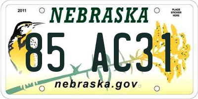 NE license plate 85AC31