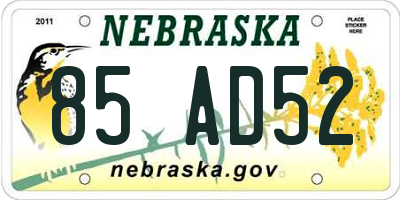 NE license plate 85AD52