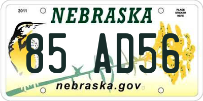 NE license plate 85AD56