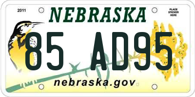 NE license plate 85AD95