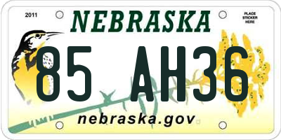 NE license plate 85AH36