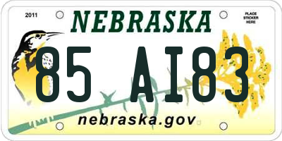 NE license plate 85AI83