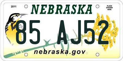 NE license plate 85AJ52