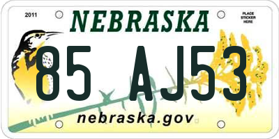 NE license plate 85AJ53