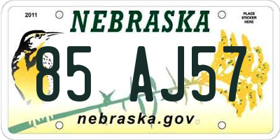 NE license plate 85AJ57