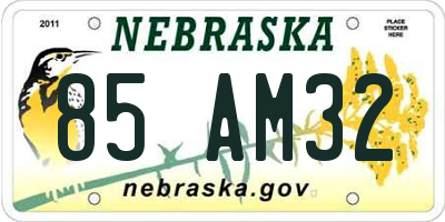 NE license plate 85AM32