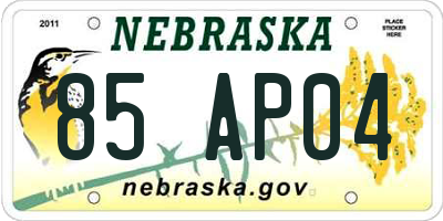 NE license plate 85AP04