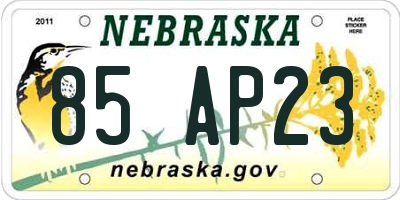 NE license plate 85AP23