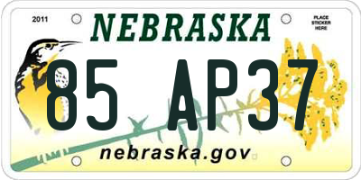 NE license plate 85AP37