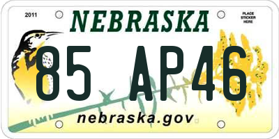 NE license plate 85AP46