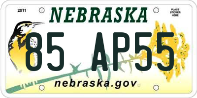 NE license plate 85AP55