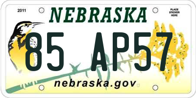 NE license plate 85AP57