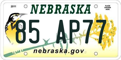 NE license plate 85AP77