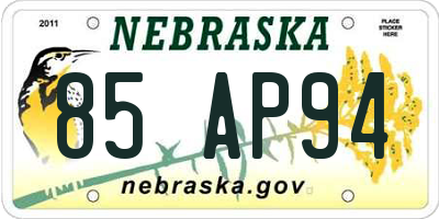 NE license plate 85AP94