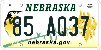 NE license plate 85AQ37