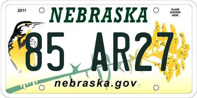 NE license plate 85AR27