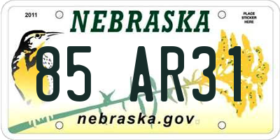 NE license plate 85AR31