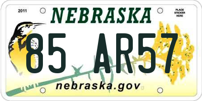 NE license plate 85AR57