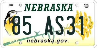 NE license plate 85AS31
