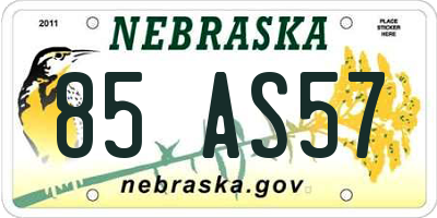 NE license plate 85AS57