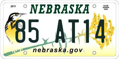 NE license plate 85AT14