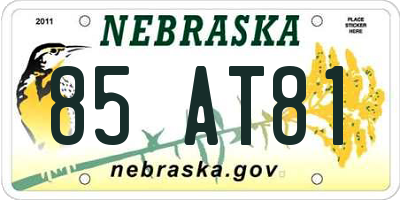NE license plate 85AT81