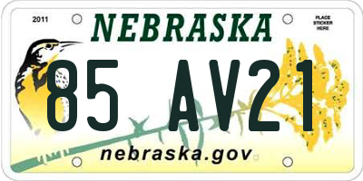 NE license plate 85AV21