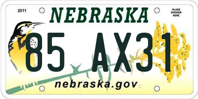 NE license plate 85AX31