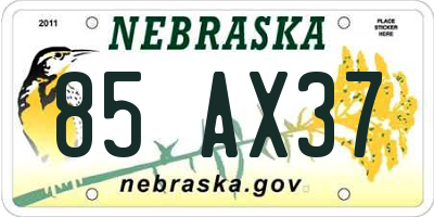 NE license plate 85AX37