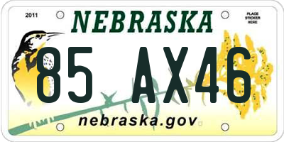NE license plate 85AX46