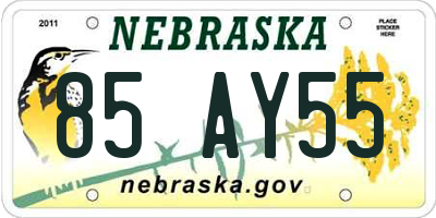 NE license plate 85AY55