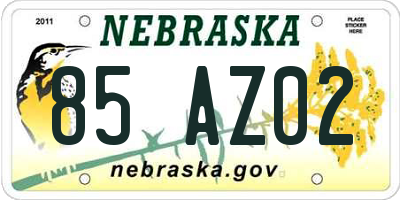 NE license plate 85AZ02