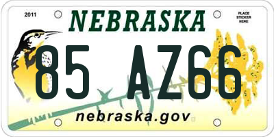 NE license plate 85AZ66