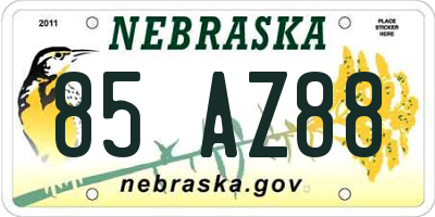 NE license plate 85AZ88