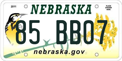 NE license plate 85BB07