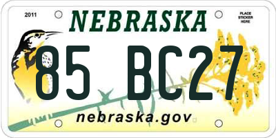 NE license plate 85BC27